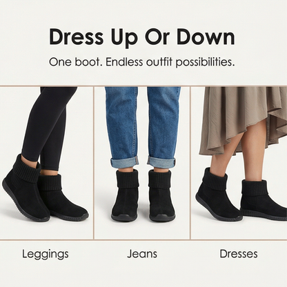 Cozella – Knit Cuff Suede Ankle Booties