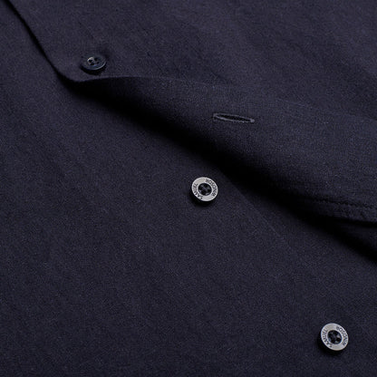 Cuban Collar Linen-Rich Shirt - Ink