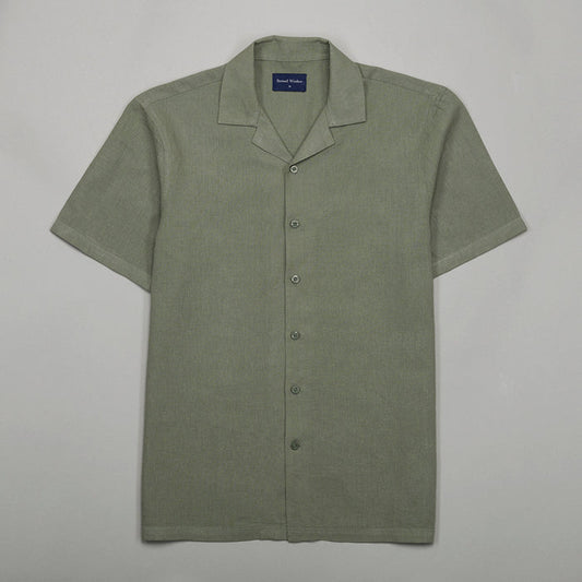 Cuban Collar Linen-Rich Shirt - Sage
