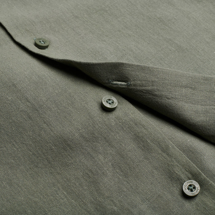 Cuban Collar Linen-Rich Shirt - Sage
