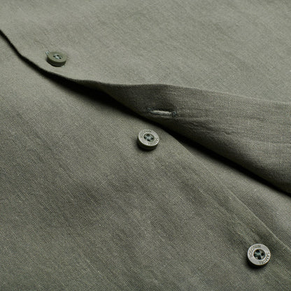Cuban Collar Linen-Rich Shirt - Sage