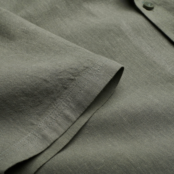 Cuban Collar Linen-Rich Shirt - Sage