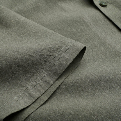 Cuban Collar Linen-Rich Shirt - Sage