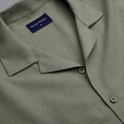 Cuban Collar Linen-Rich Shirt - Sage