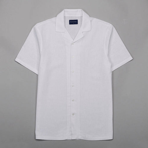 Cuban Collar Linen-Rich Shirt - White