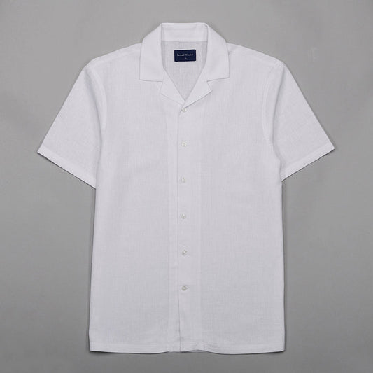 Cuban Collar Linen-Rich Shirt - White