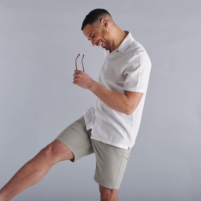 Cuban Collar Linen-Rich Shirt - White