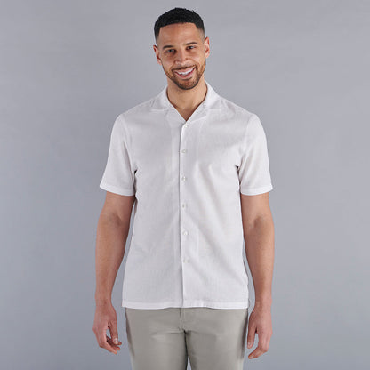 Cuban Collar Linen-Rich Shirt - White