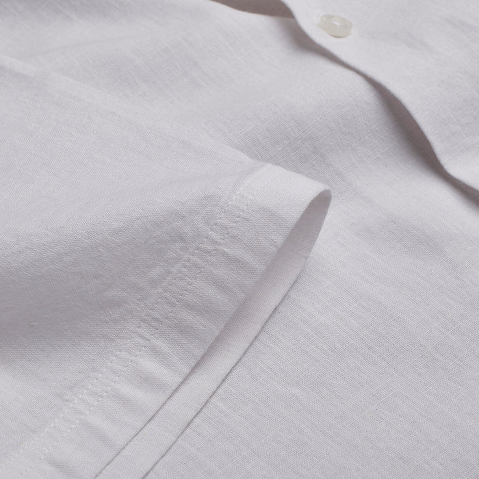 Cuban Collar Linen-Rich Shirt - White