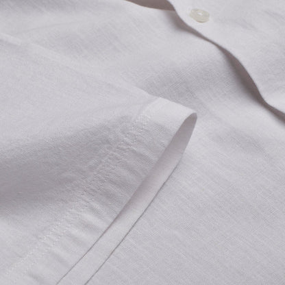 Cuban Collar Linen-Rich Shirt - White
