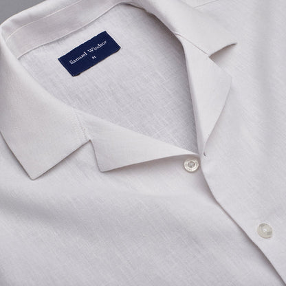 Cuban Collar Linen-Rich Shirt - White