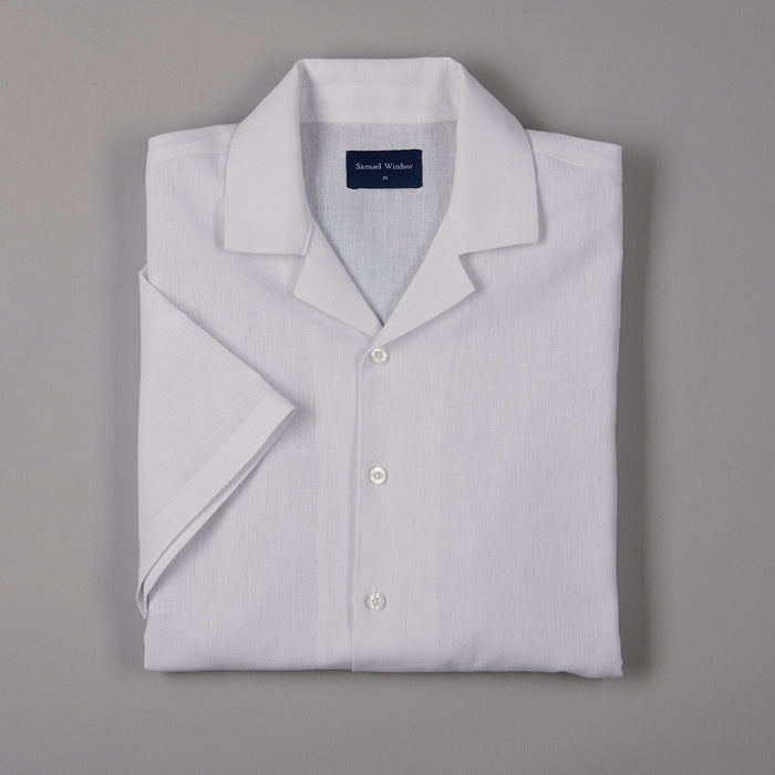 Cuban Collar Linen-Rich Shirt - White