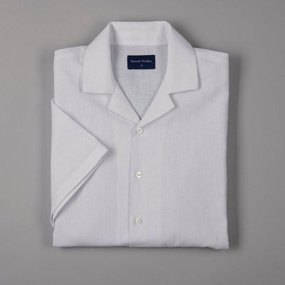 Cuban Collar Linen-Rich Shirt - White