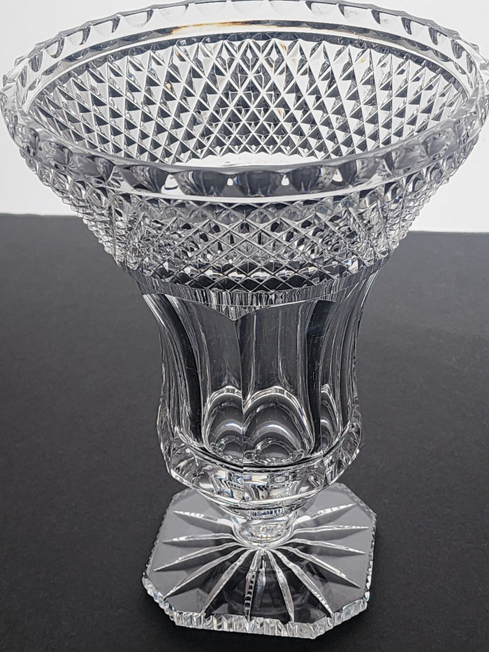 Cut glass flower vase flared pedestal