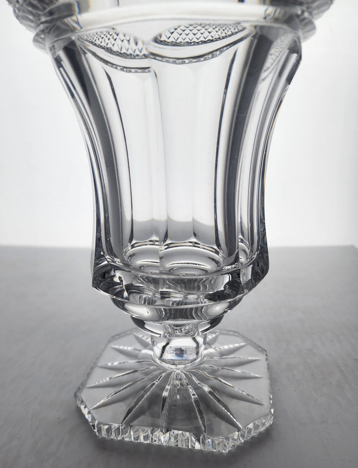 Cut glass flower vase flared pedestal