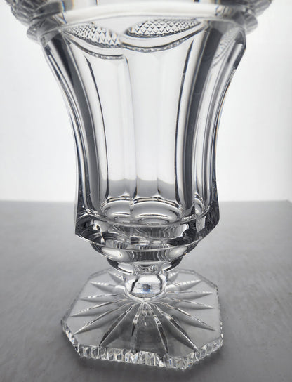 Cut glass flower vase flared pedestal