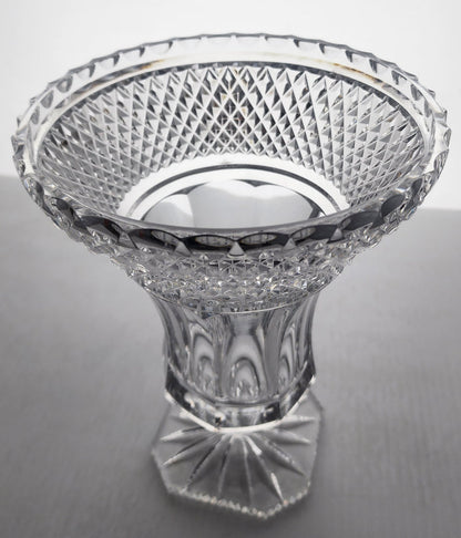 Cut glass flower vase flared pedestal