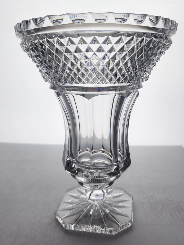 Cut glass flower vase flared pedestal