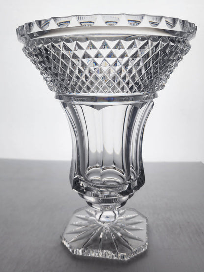 Cut glass flower vase flared pedestal