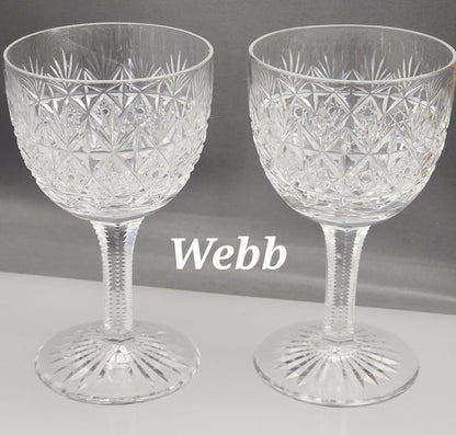 Cut glass Sherry wellington signed WEBB England Pair