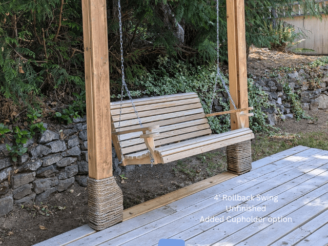 Cypress 4 foot Roll Back Porch Swing