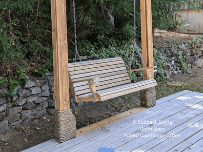 Cypress 4 foot Roll Back Porch Swing