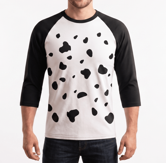 Dalmatian Shirt 3/4 Sleeve Raglan Adult Unisex Halloween Cosplay Costume Shirt - TVStoreOnline