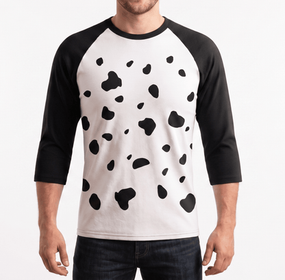 Dalmatian Shirt 3/4 Sleeve Raglan Adult Unisex Halloween Cosplay Costume Shirt - TVStoreOnline