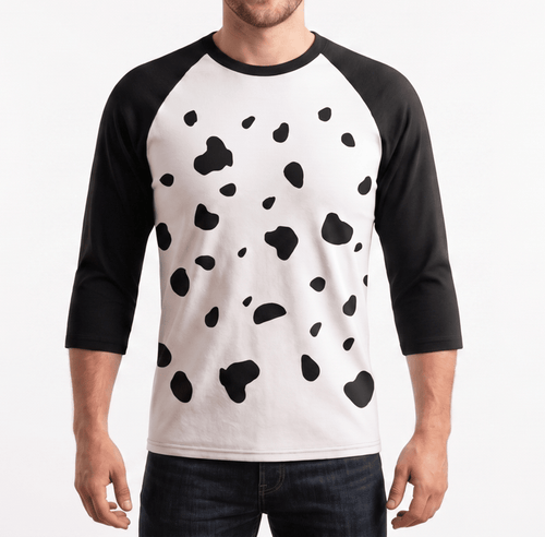 Dalmatian Shirt 3/4 Sleeve Raglan Adult Unisex Halloween Cosplay Costume Shirt - TVStoreOnline