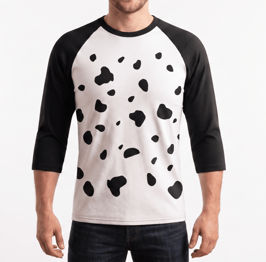 Dalmatian Shirt 3/4 Sleeve Raglan Adult Unisex Halloween Cosplay Costume Shirt - TVStoreOnline