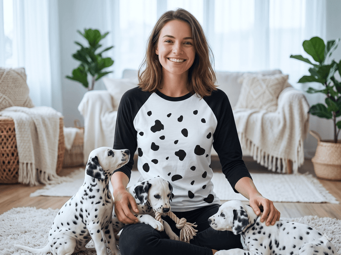 Dalmatian Shirt 3/4 Sleeve Raglan Adult Unisex Halloween Cosplay Costume Shirt - TVStoreOnline