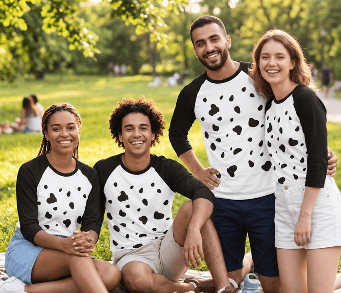 Dalmatian Shirt 3/4 Sleeve Raglan Adult Unisex Halloween Cosplay Costume Shirt - TVStoreOnline