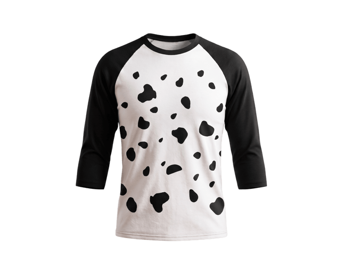 Dalmatian Shirt 3/4 Sleeve Raglan Adult Unisex Halloween Cosplay Costume Shirt - TVStoreOnline
