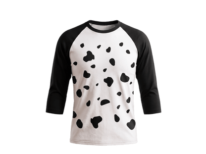 Dalmatian Shirt 3/4 Sleeve Raglan Adult Unisex Halloween Cosplay Costume Shirt - TVStoreOnline