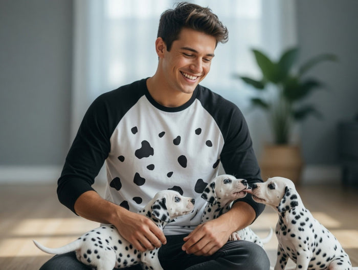 Dalmatian Shirt 3/4 Sleeve Raglan Adult Unisex Halloween Cosplay Costume Shirt - TVStoreOnline
