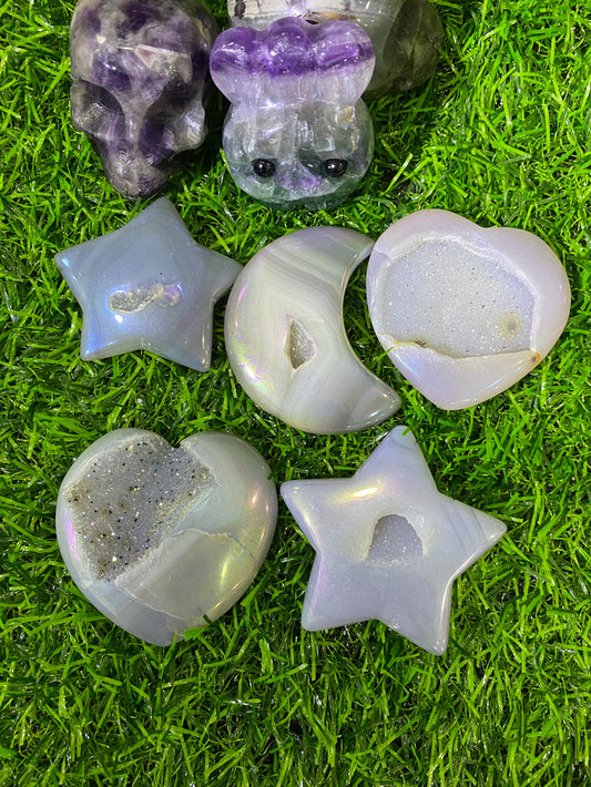 Drusy agate moon&star
