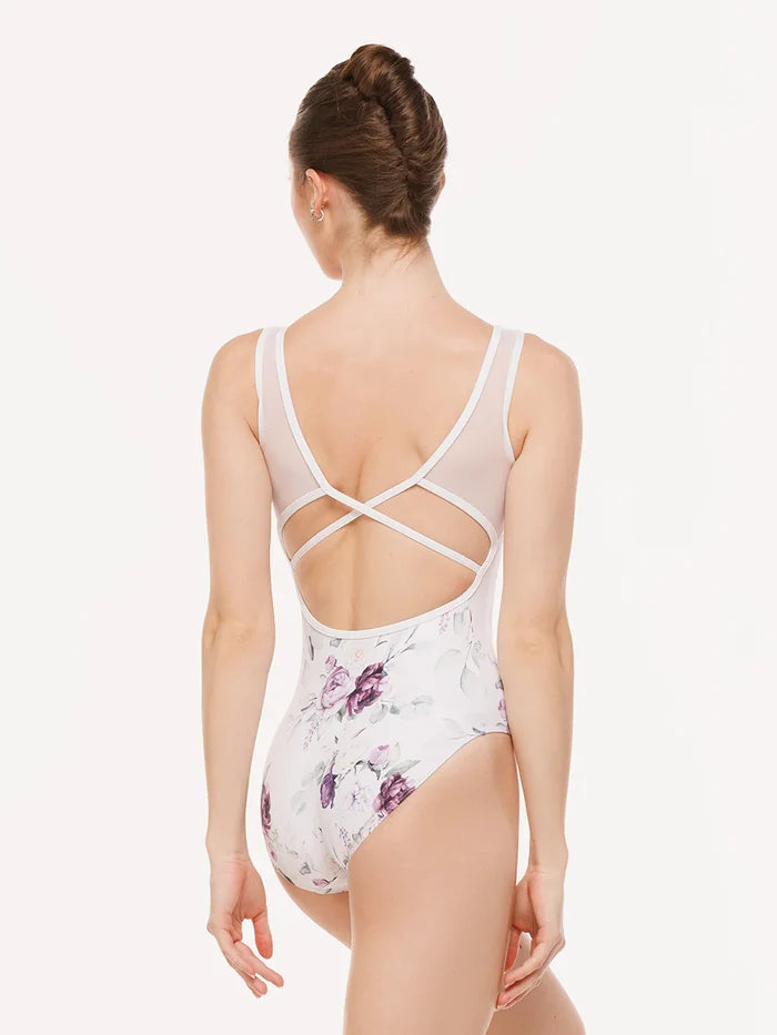 Elevé  Dancewear Fabiola Tank Leotard, Moonlit Garden White
