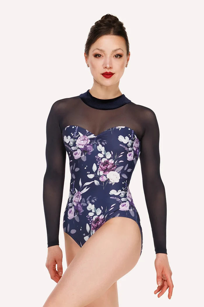 Eleve Dancewear Ivy Long Sleeve Leotard, Moonlit Garden