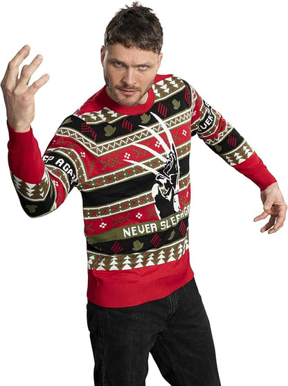 Elm Street Freddy Krueger Never Sleep Knitted Ugly Christmas Sweater - TVStoreOnline