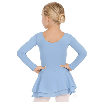 Eurotard Girls Cotton Lycra® Long Sleeve Dance Dress, Light Blue 10465