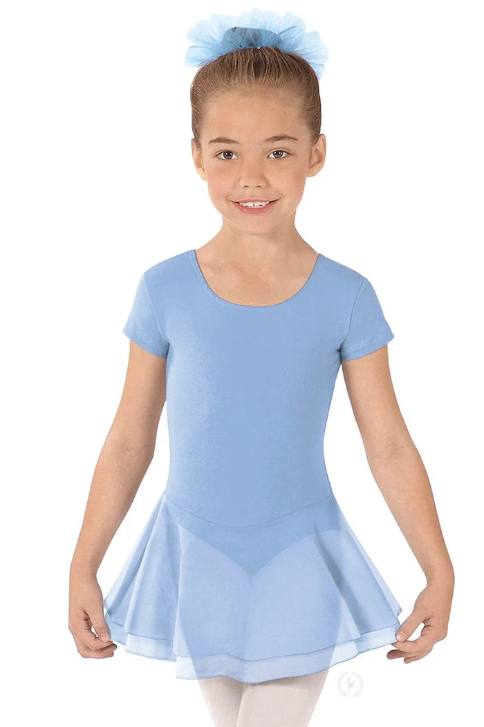 Eurotard Girls Cotton Lycra® Short Sleeve Dance Dress, Light Blue 10467