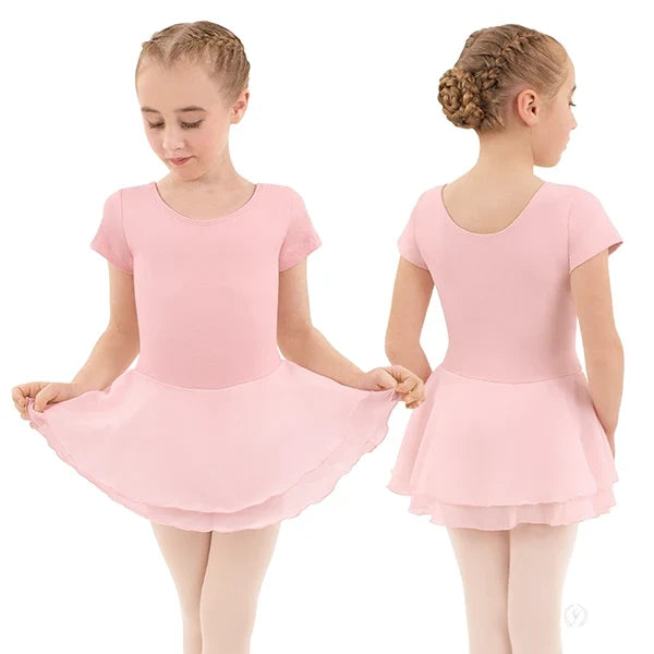 Eurotard Kids Cotton Lycra® Short Sleeve Dance Dress, Pink 10467