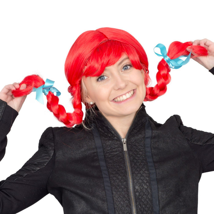 Fast Food Red Hair with Braids Adult Deluxe Halloween Costume Cosplay Wig - TVStoreOnline