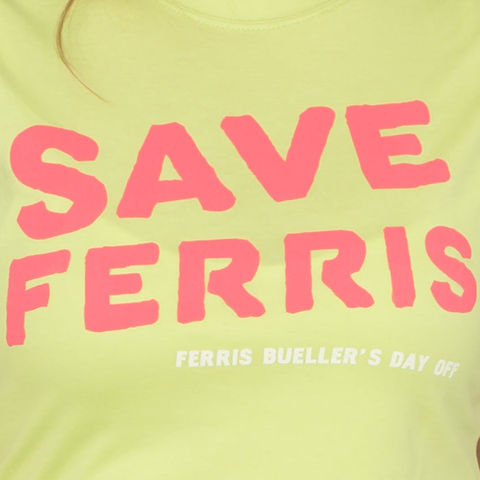 Ferris Bueller's Day Off Save Ferris Juniors Logo Green T-shirt