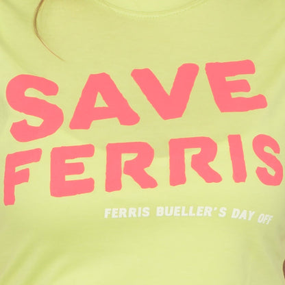 Ferris Bueller's Day Off Save Ferris Juniors Logo Green T-shirt