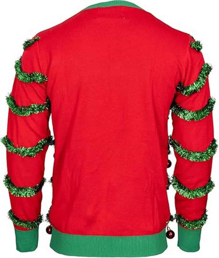 Festive Garland/3D Tree Ornaments Adult Unisex Knitted Ugly Christmas Sweater - TVStoreOnline