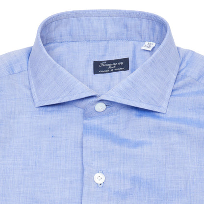 Finamore Napoli Cotton/Line Blend Shirt in Blue