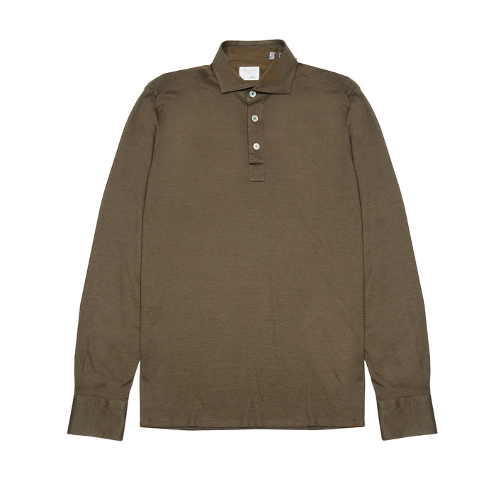 Finamore Orlando Cotton Polo Shirt in Khaki
