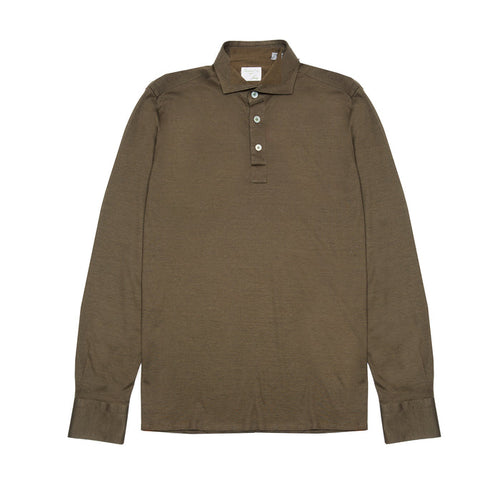 Finamore Orlando Cotton Polo Shirt in Khaki