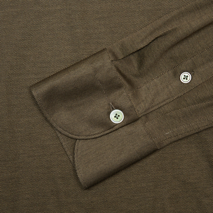 Finamore Orlando Cotton Polo Shirt in Khaki